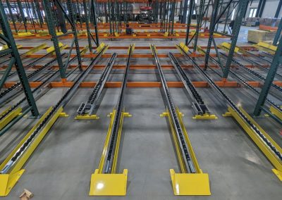 3D Storage Systems provided 3,000 pallet positions with 2, 3, 4, 5, and 7-deep pallet flow lanes.